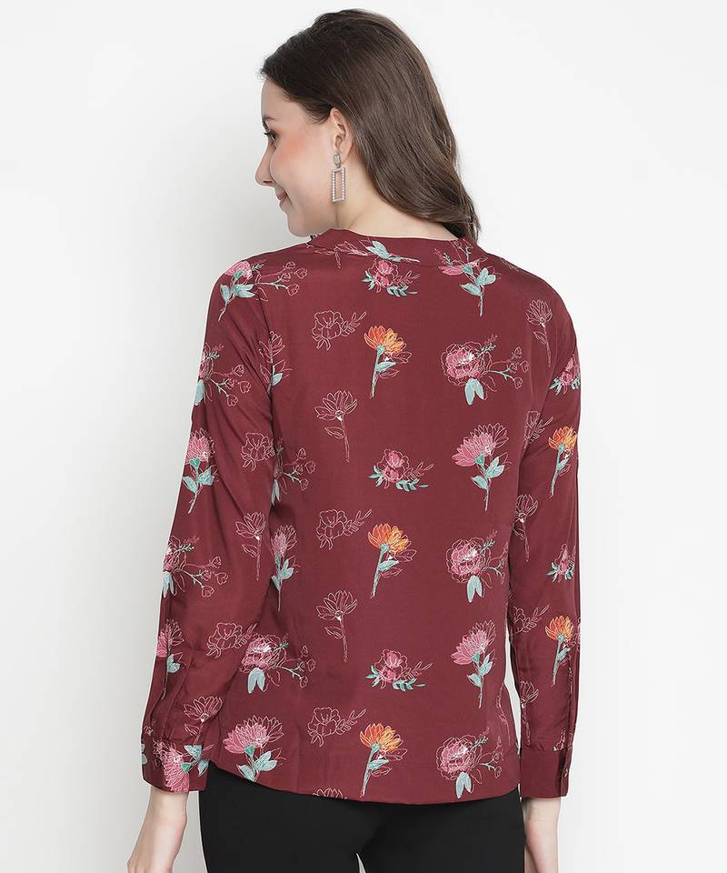 Dynamic rusty floral print women top