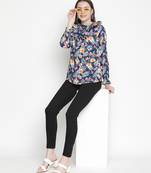 Jubliant blue floral print women top