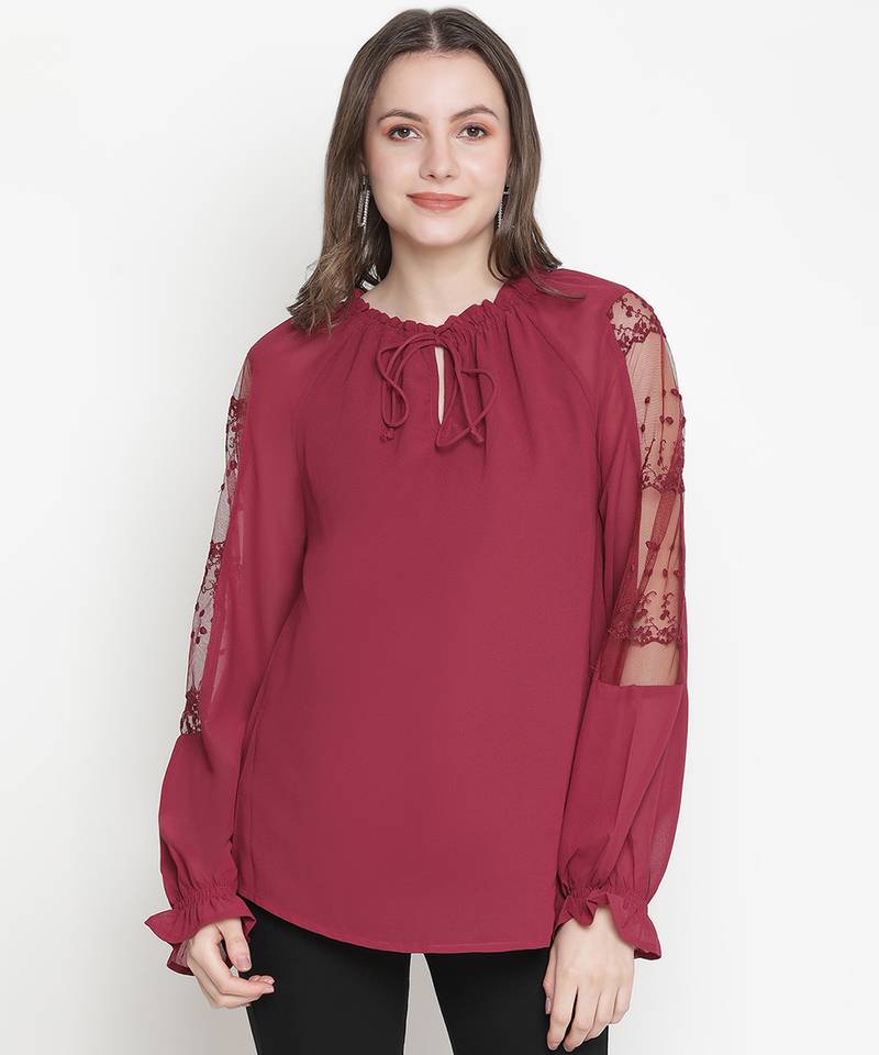 Pep of fashion net sleeves trendy women top