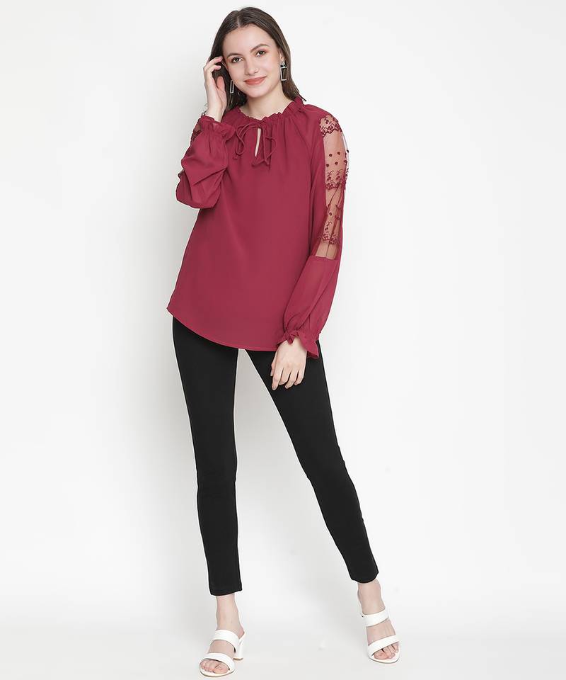 Pep of fashion net sleeves trendy women top