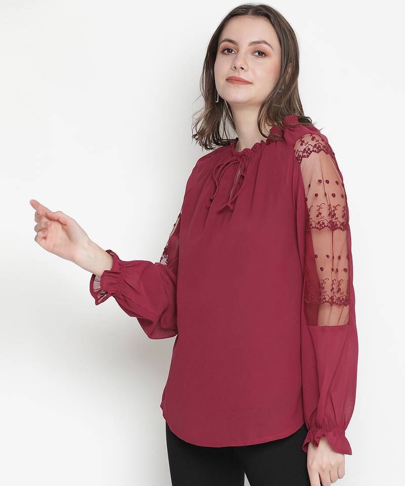 Pep of fashion net sleeves trendy women top