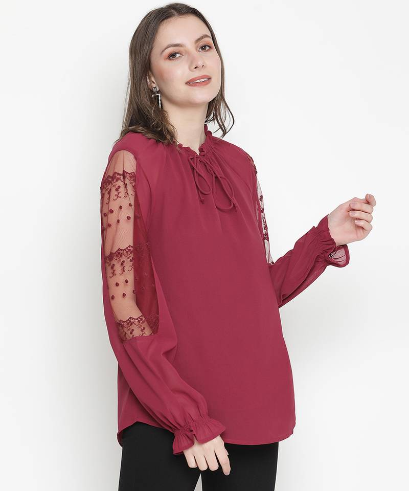 Pep of fashion net sleeves trendy women top