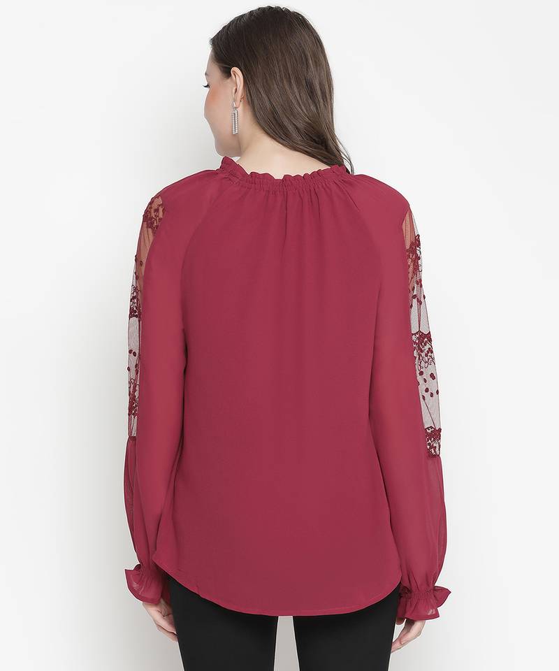 Pep of fashion net sleeves trendy women top