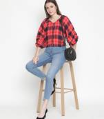 Uptown checks off-shoulder women top