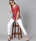 Facil red tropical print regular womne top