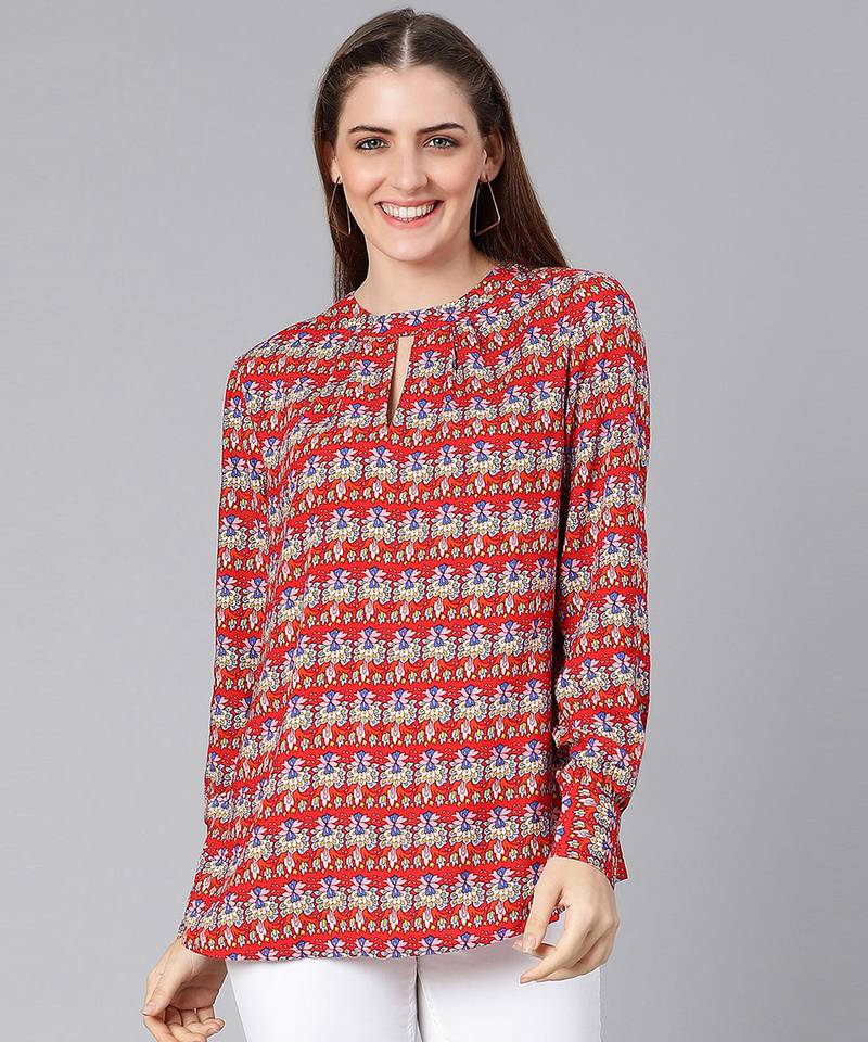 Sequnced printed regular women top