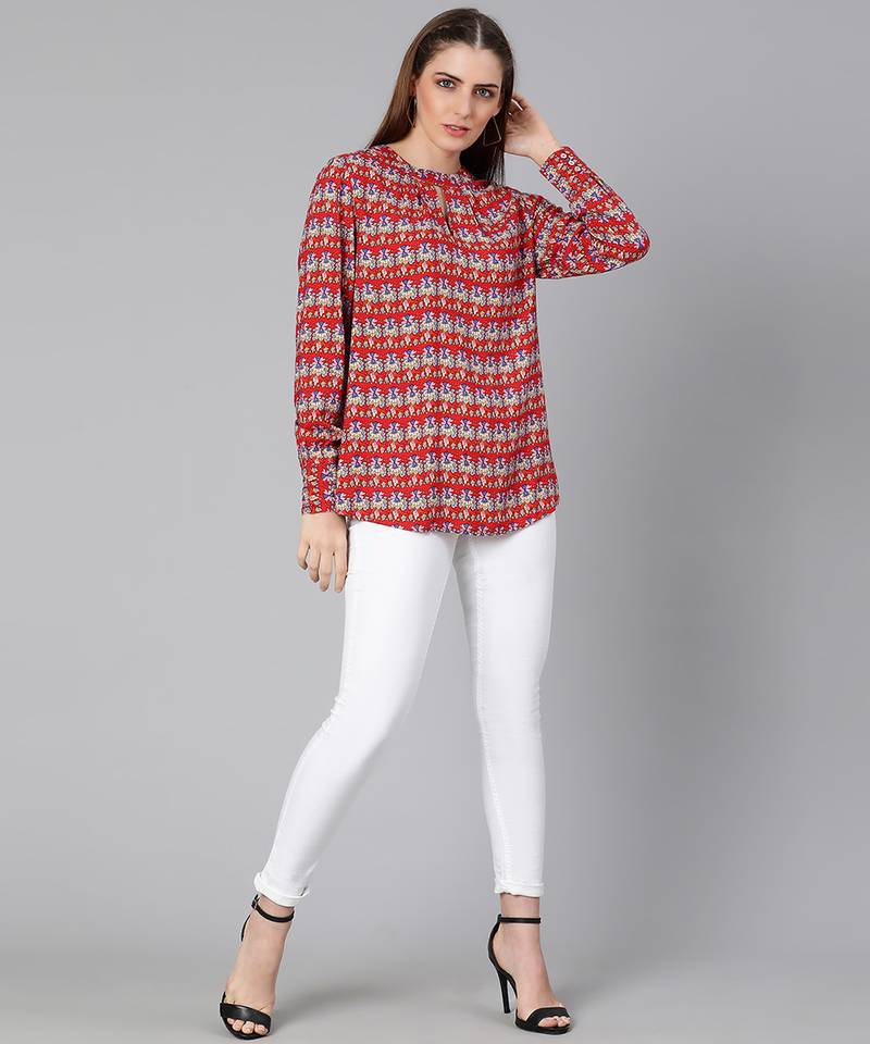 Sequnced printed regular women top