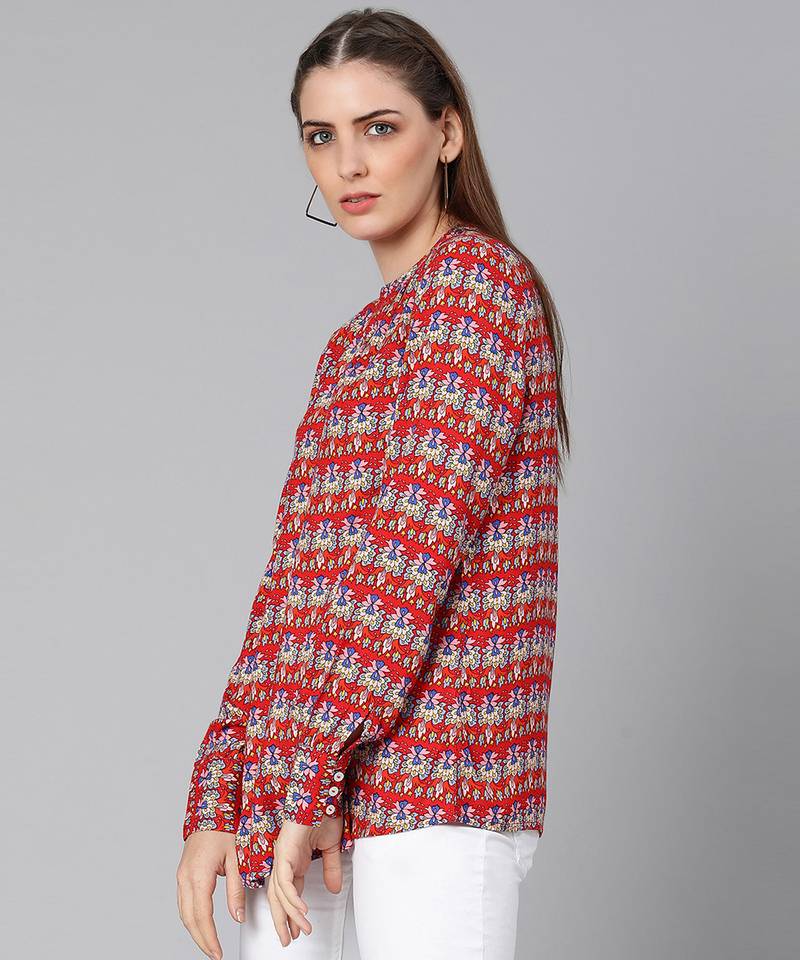 Sequnced printed regular women top