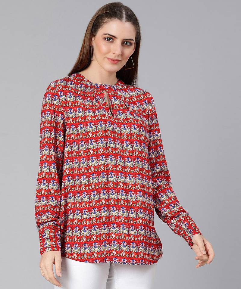 Sequnced printed regular women top