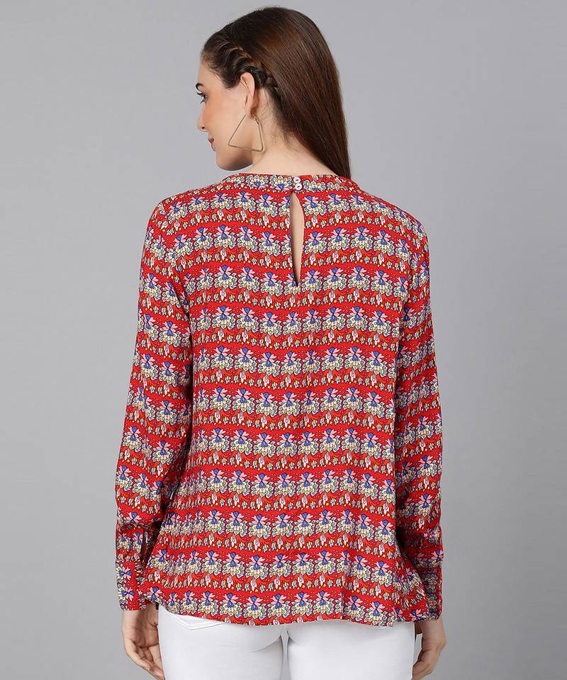 Sequnced printed regular women top