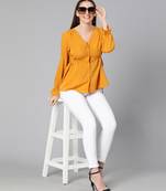 Waver yellow tie-knot women top
