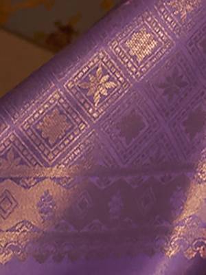 SAREE MALL Women's Nylon Lavendar Woven Design Designer Saree With Blouse Piece 3