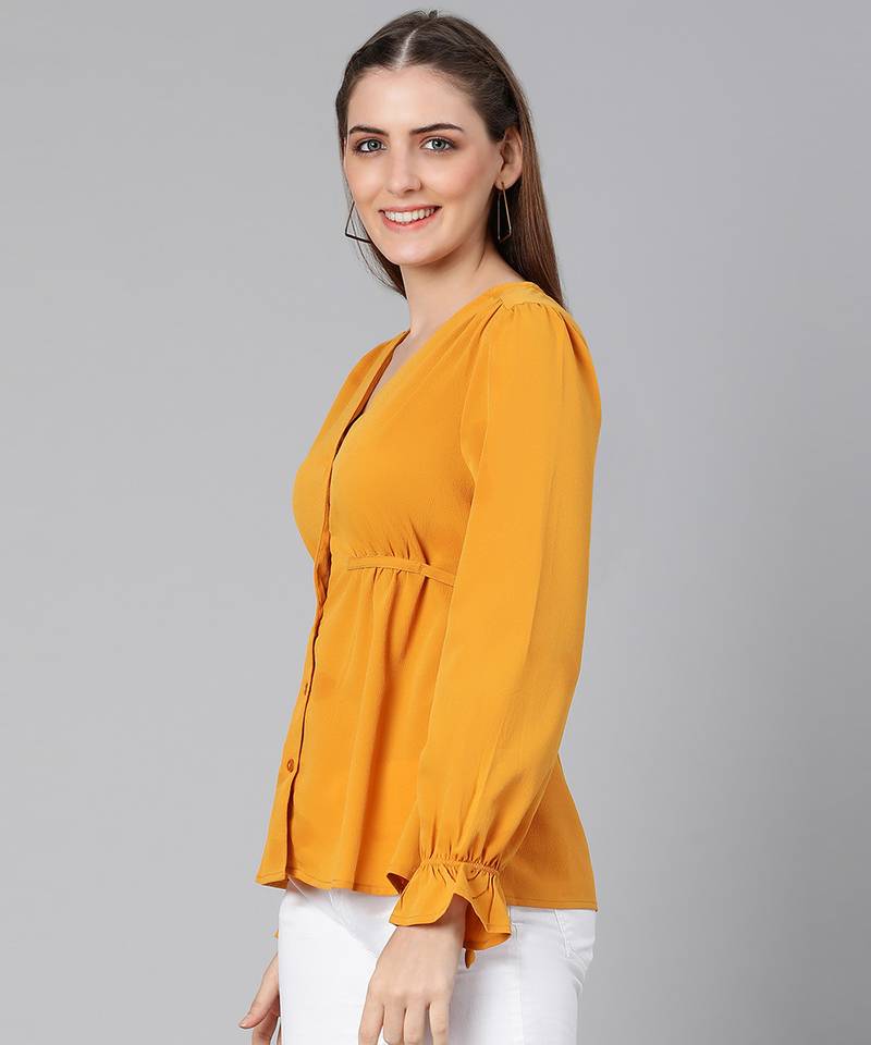 Waver yellow tie-knot women top