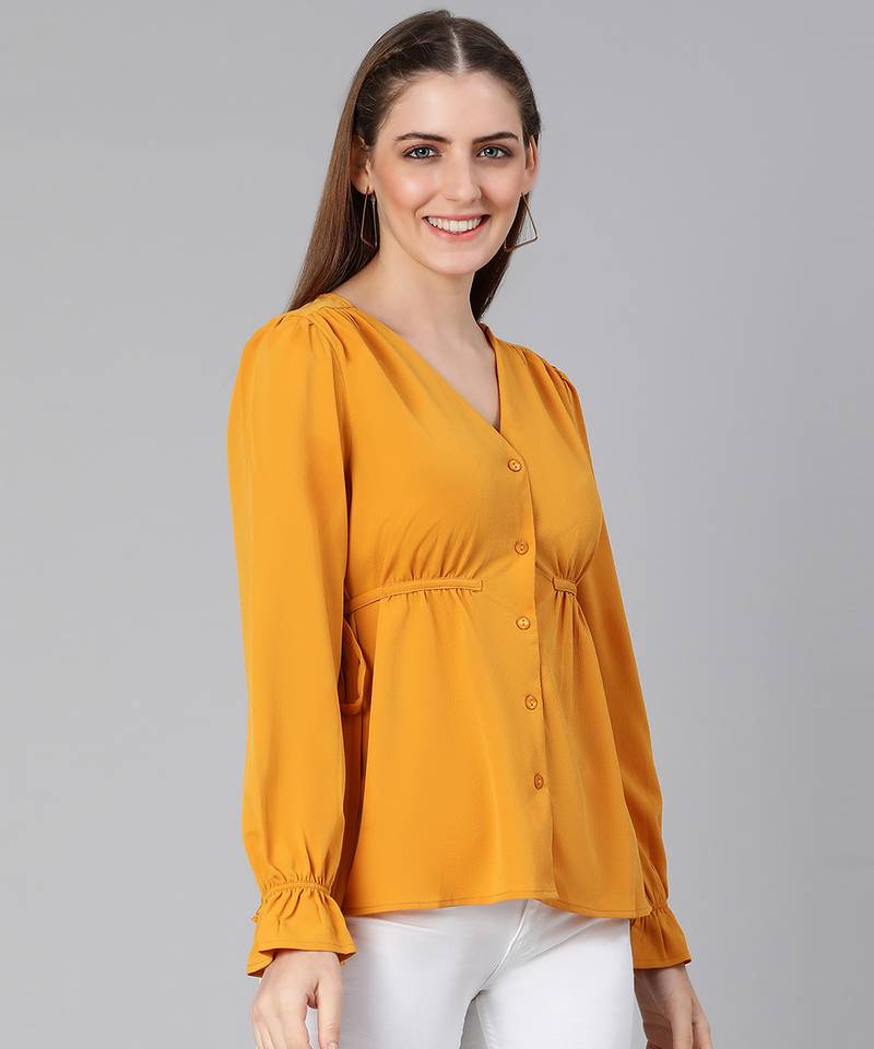 Waver yellow tie-knot women top