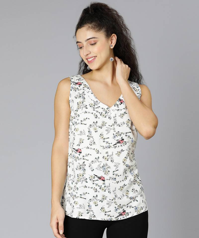 Soffy white Floral print women top