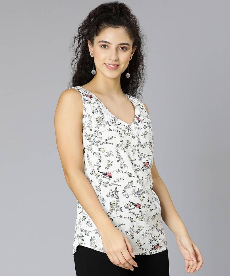 Soffy white Floral print women top