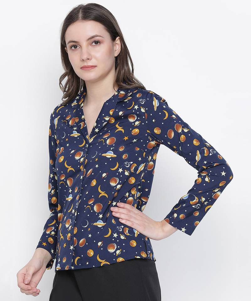 Space rest printed comgy women nightwear shirt