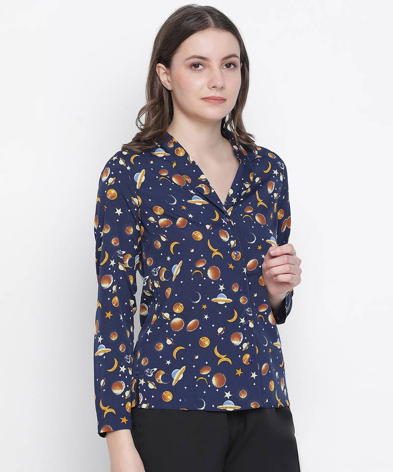 Space rest printed comgy women nightwear shirt