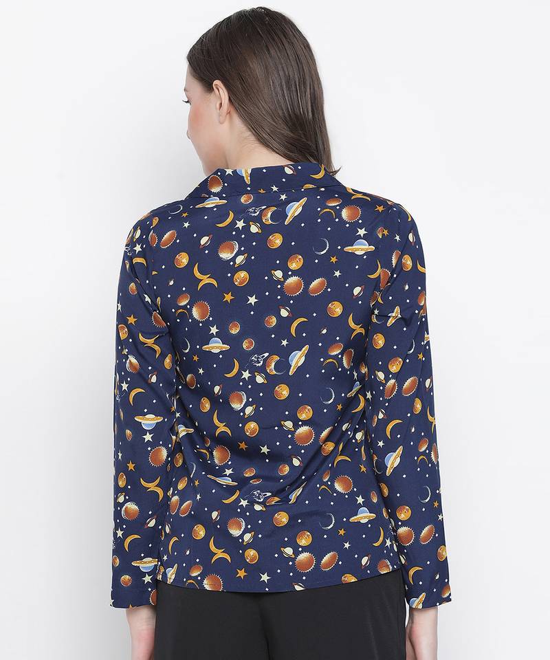Space rest printed comgy women nightwear shirt