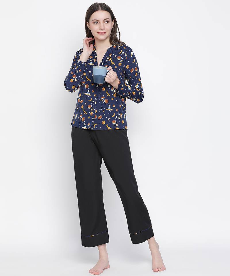 Space rest printed comgy women nightwear shirt