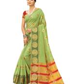 Light green woven organza saree with blouse