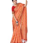 Orange woven organza saree with blouse