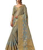 Grey embroidered organza saree with blouse