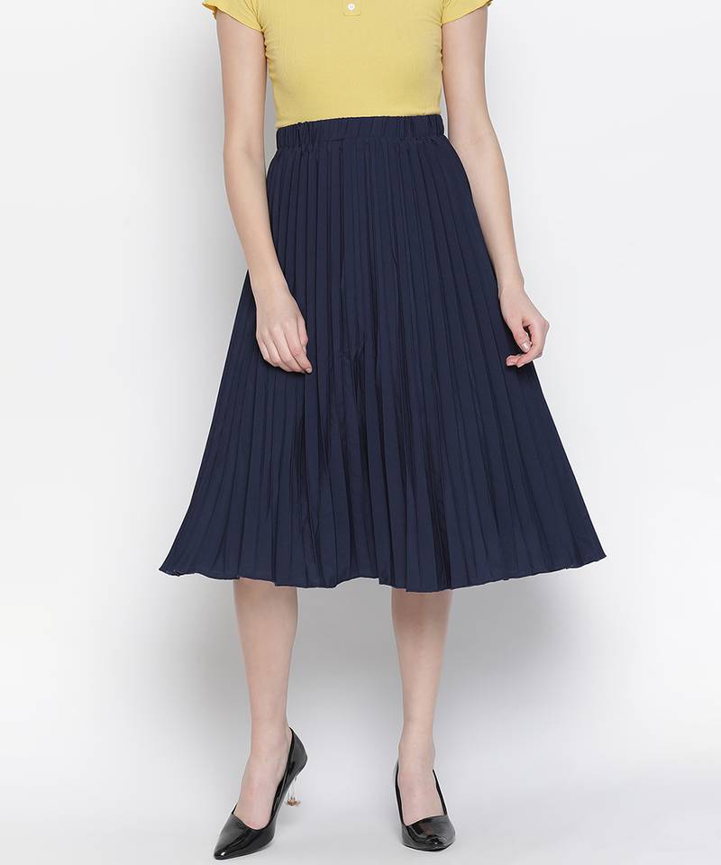 Queen fairy blue color pleated women skirt