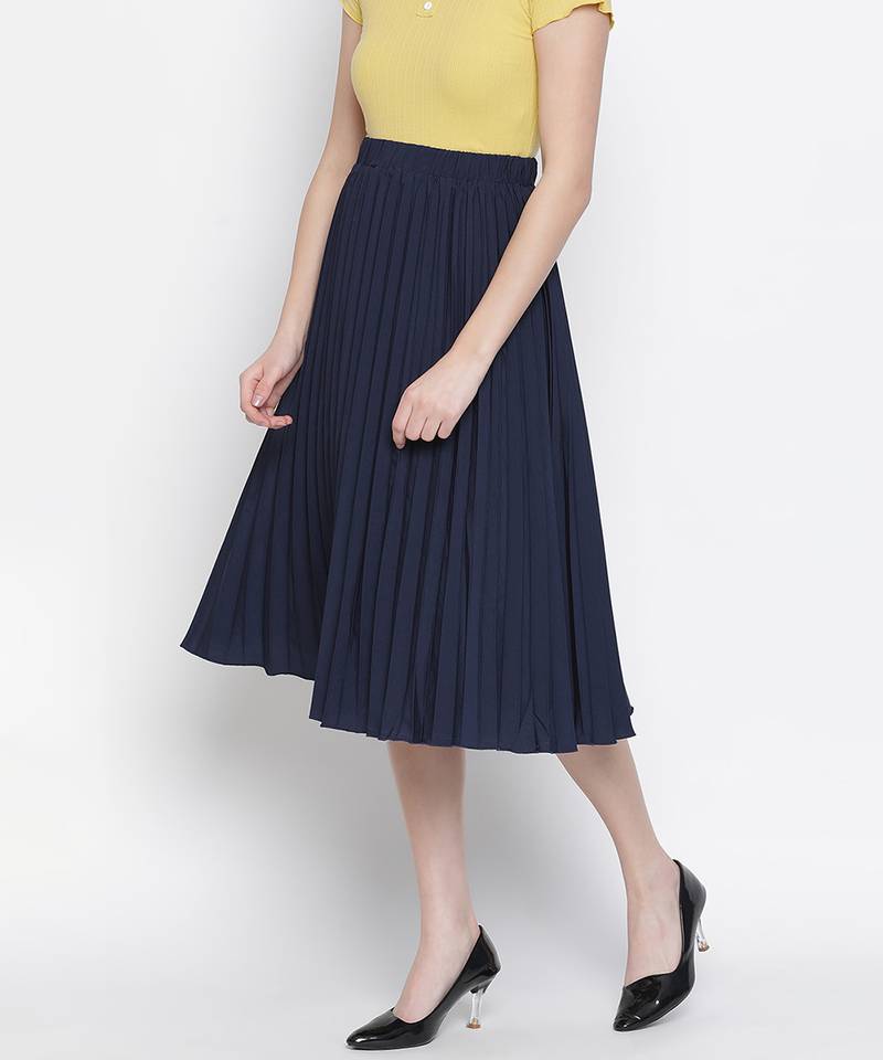 Queen fairy blue color pleated women skirt