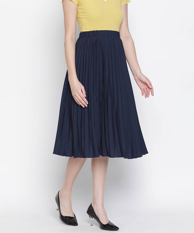 Queen fairy blue color pleated women skirt