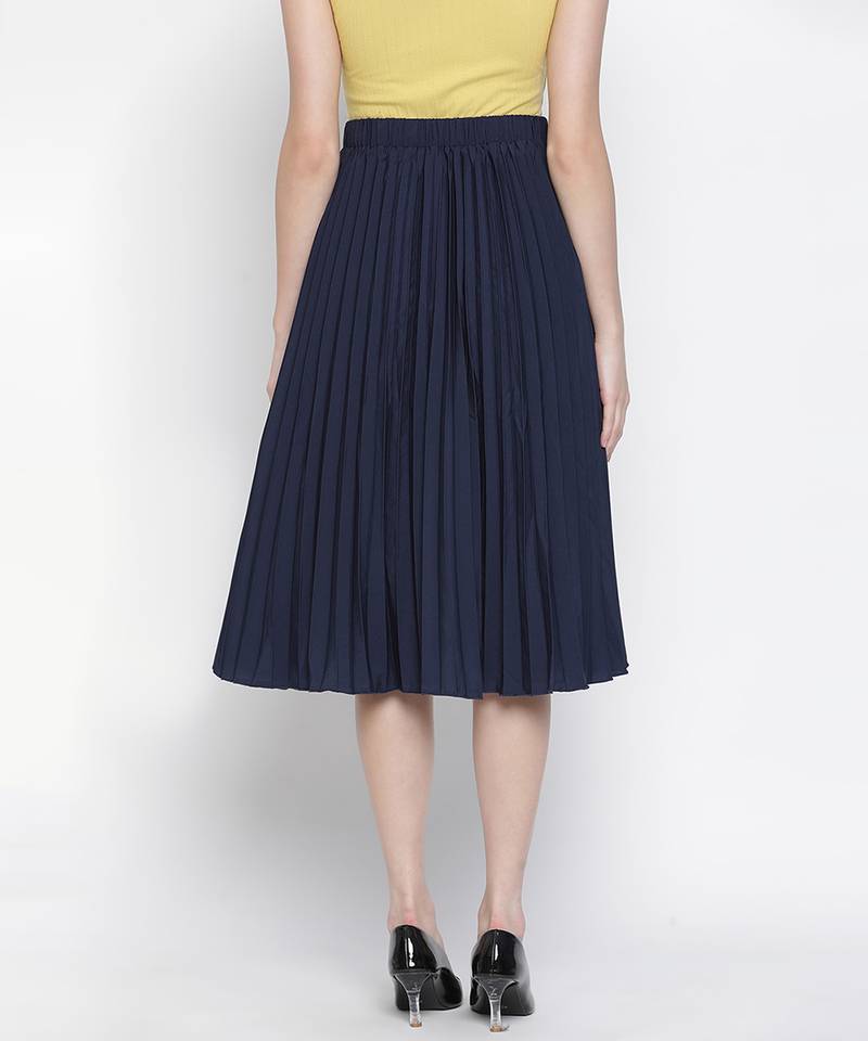 Queen fairy blue color pleated women skirt