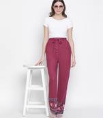 Sizzer Maroon floral print women pant