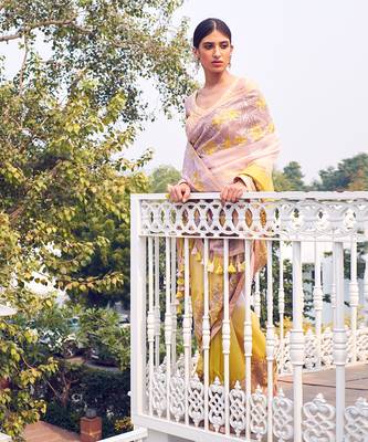 Mustard Organza Saree With Blouse 1
