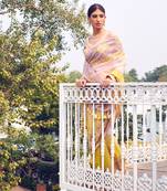 Mustard Organza Saree With Blouse