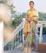 Multicolour Organza Saree With Blouse
