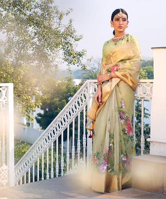 Multicolour Organza Saree With Blouse 2