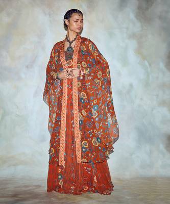 Rust Jaal Print Kaftan 1