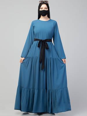 Multi-Tiered Abaya Dress With Belt. 1