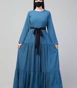 Multi-Tiered Abaya Dress With Belt.
