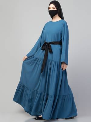 Multi-Tiered Abaya Dress With Belt. 3