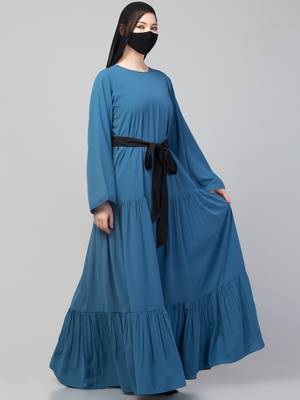 Multi-Tiered Abaya Dress With Belt. 4