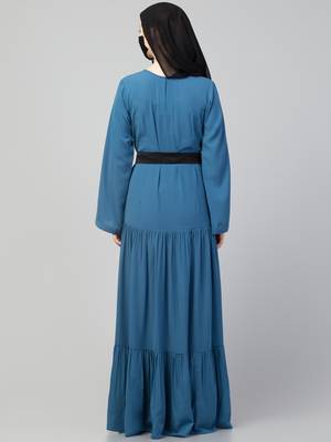 Multi-Tiered Abaya Dress With Belt. 5