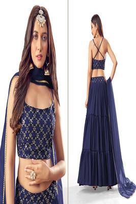 Blue sequins georgette stitched lehenga 2