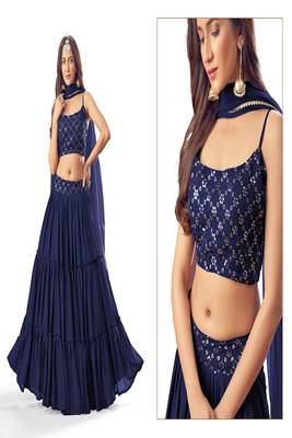 Blue sequins georgette stitched lehenga 3