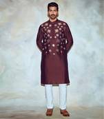Brown Star Embroidered Kurta