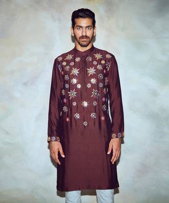 Brown Star Embroidered Kurta 2