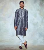 Grey Hexagon Kurta