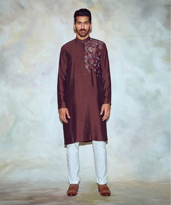 Brown Hexagon Mix Kurta 1