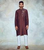Brown Hexagon Mix Kurta