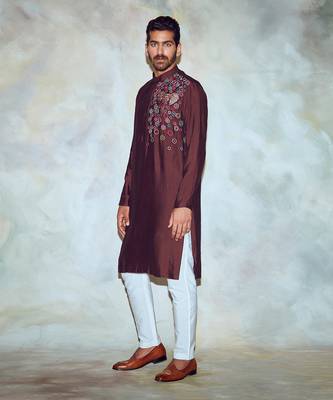Brown Hexagon Mix Kurta 2